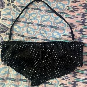 SO Black and White Polka Dot Halter Bikini Top with Removable Straps Medium